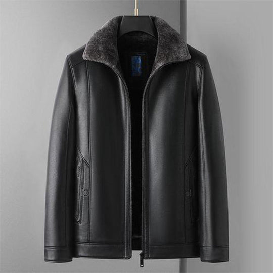 ⏳Limited-time 50% off⏰Men's Warm Faux Leather Plush Lapels Jacket🧥