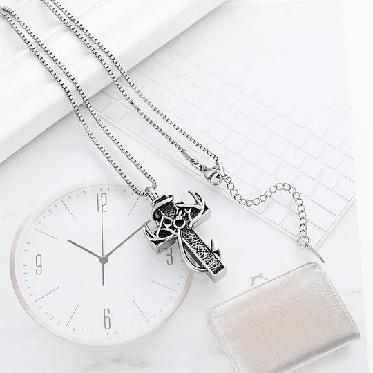 🦌🖤Antler Cross Urn Pendant Necklace