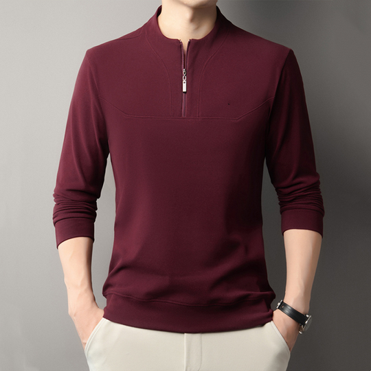 Men's Casual Quarter-Zip Long Sleeve Pullover Sweatshirt