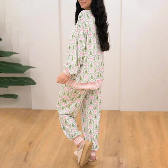 ⏳Limited-time 49% off⏰🎄Christmas Trees and Bows Pajama Set🎁🎀