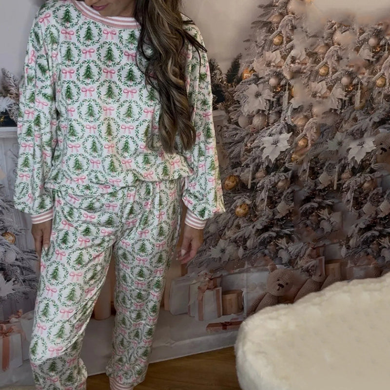 ⏳Limited-time 49% off⏰🎄Christmas Trees and Bows Pajama Set🎁🎀