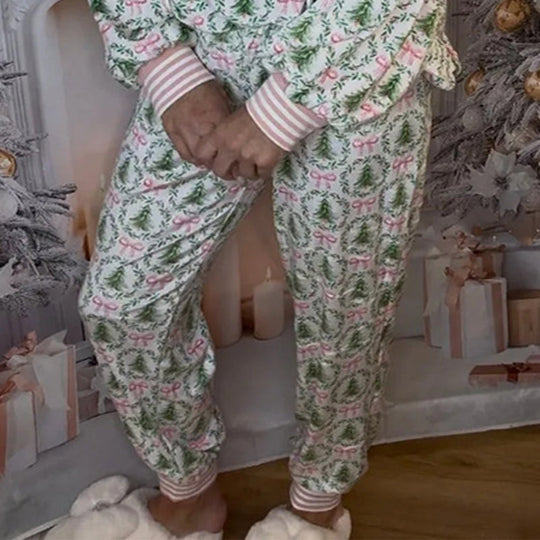 ⏳Limited-time 49% off⏰🎄Christmas Trees and Bows Pajama Set🎁🎀