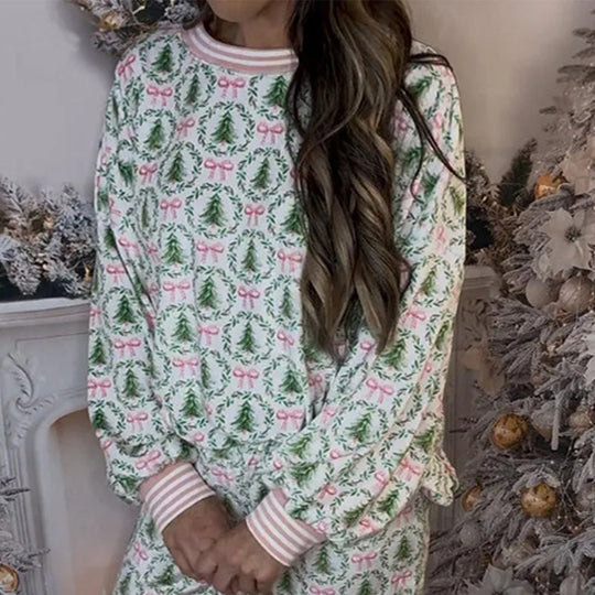 ⏳Limited-time 49% off⏰🎄Christmas Trees and Bows Pajama Set🎁🎀