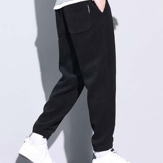 Men's Tapered Drawstring Corduroy Pants with Pockets