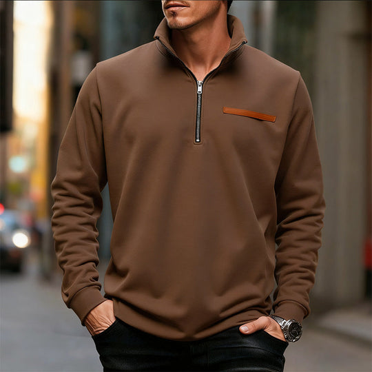Men's Stylish Half Zip Long Sleeve Tops