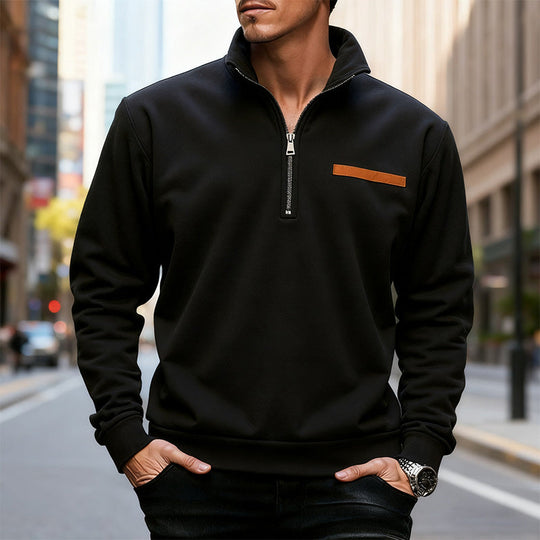 Men's Stylish Half Zip Long Sleeve Tops