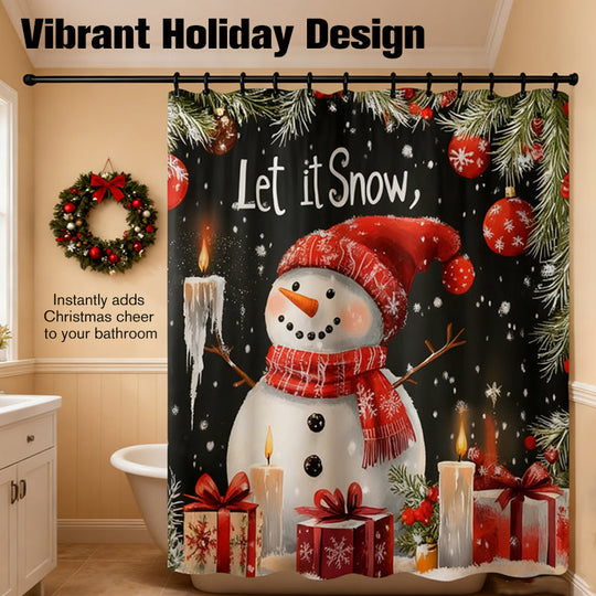 Christmas Snowman Shower Curtain Sets with 12 Hooks
