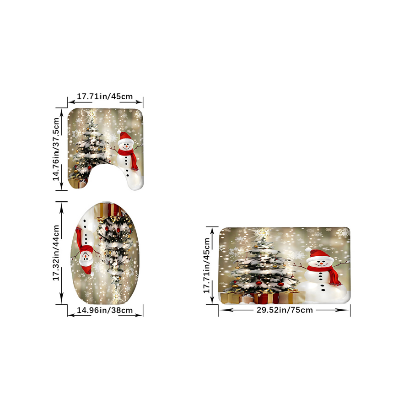 Christmas Snowman Shower Curtain Sets with 12 Hooks