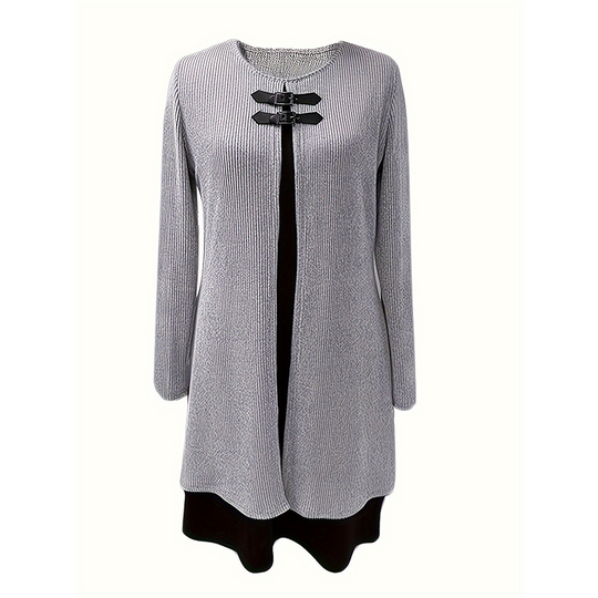 Women's Faux Two-Piece A-Line Knee-Length Dress