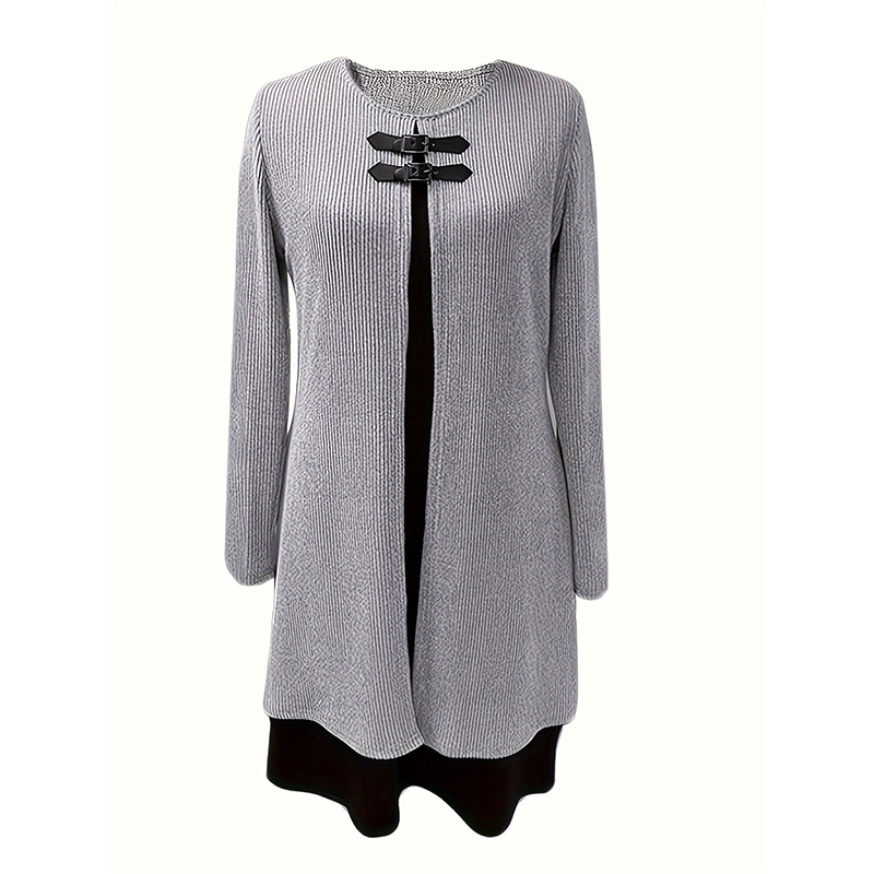 Women's Faux Two-Piece A-Line Knee-Length Dress