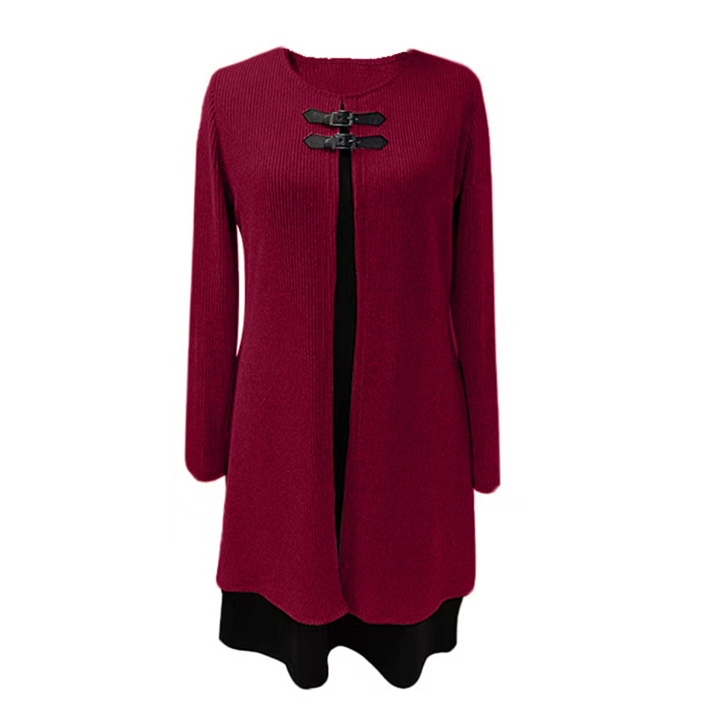 Women's Faux Two-Piece A-Line Knee-Length Dress