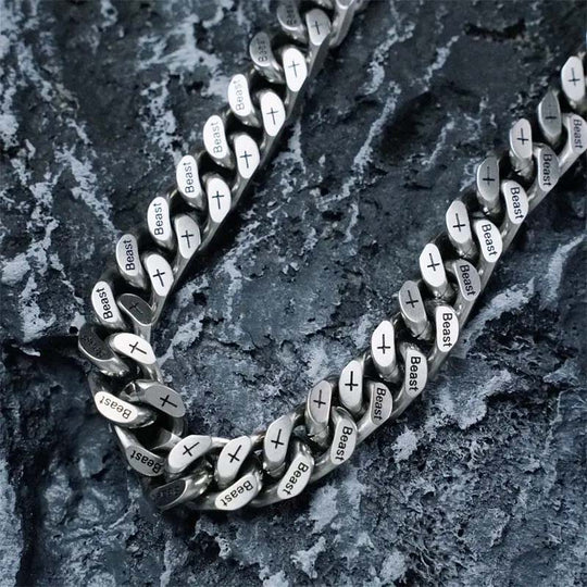 Unisex Engraved Curb Chain Bracelet