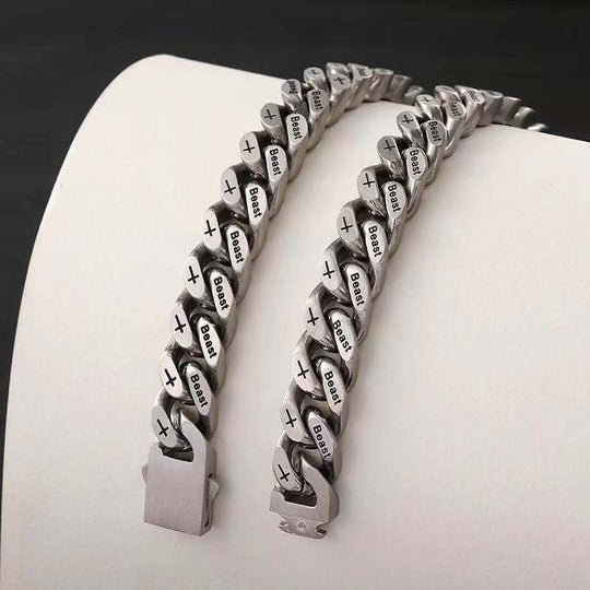 Unisex Engraved Curb Chain Bracelet