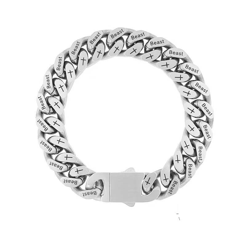 Unisex Engraved Curb Chain Bracelet