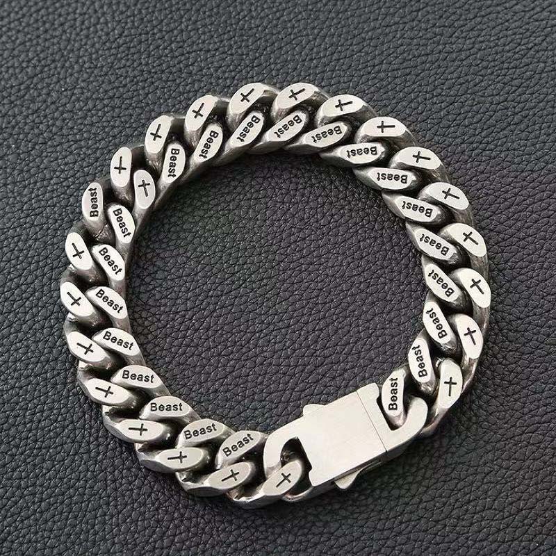 Unisex Engraved Curb Chain Bracelet