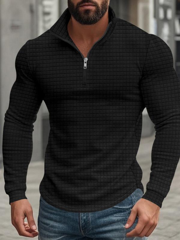 Men's Stand Collar Half-Zip Long Sleeve Sweatshirt