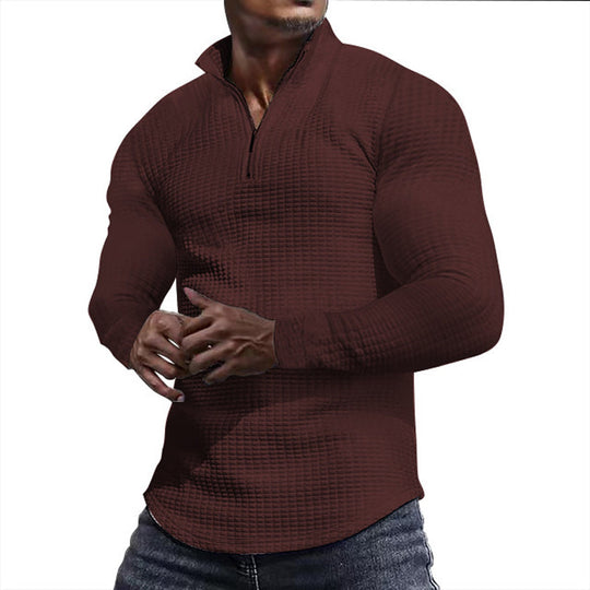 Men's Stand Collar Half-Zip Long Sleeve Sweatshirt