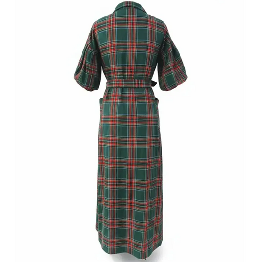 Women's Casual Plaid Maxi Shirt Dress