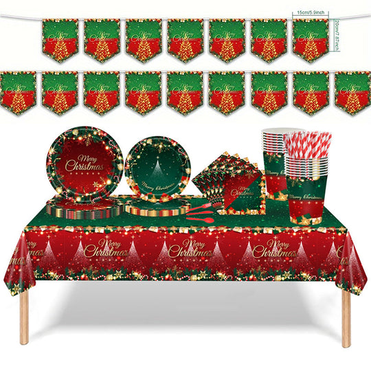 Christmas Disposable Paper Tableware Set for 16 Guests
