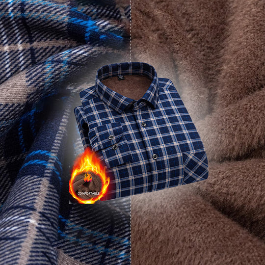 Men’s Lined Button-Down Plaid Shirt
