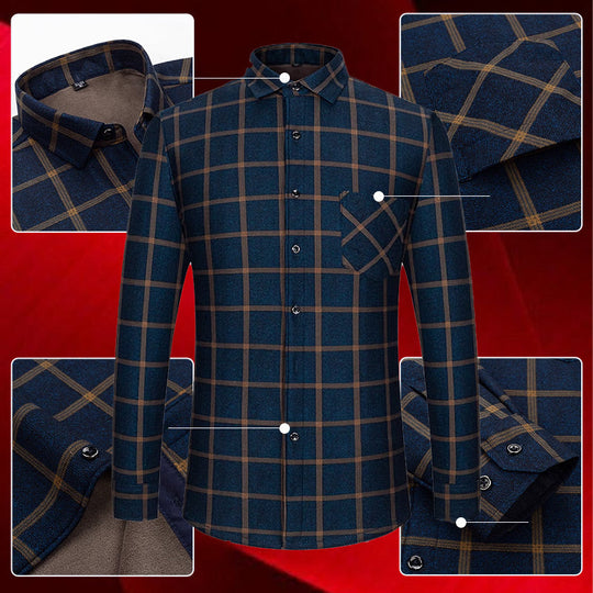 Men’s Lined Button-Down Plaid Shirt