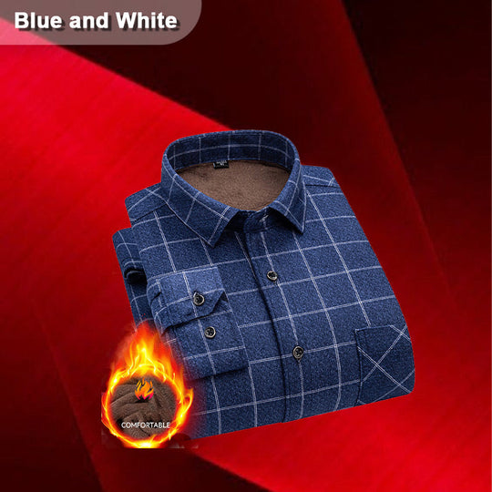 Men’s Lined Button-Down Plaid Shirt