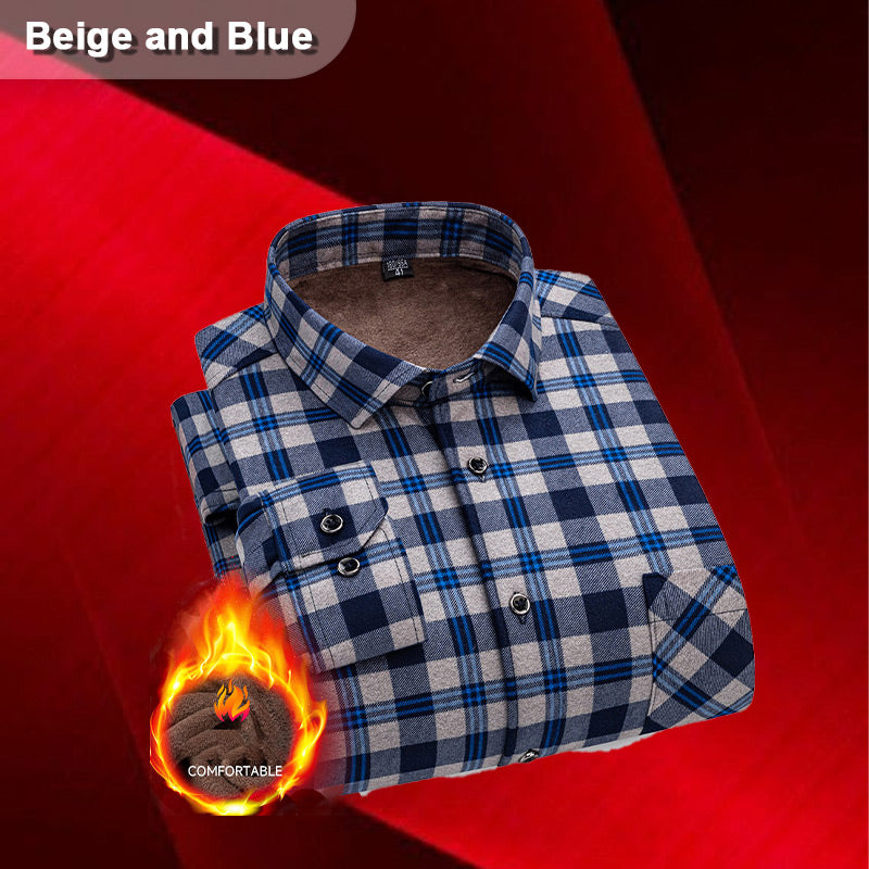 Men’s Lined Button-Down Plaid Shirt