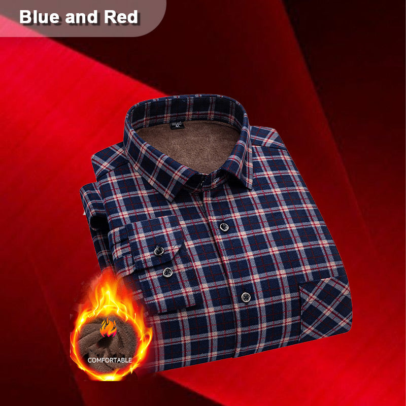 Men’s Lined Button-Down Plaid Shirt