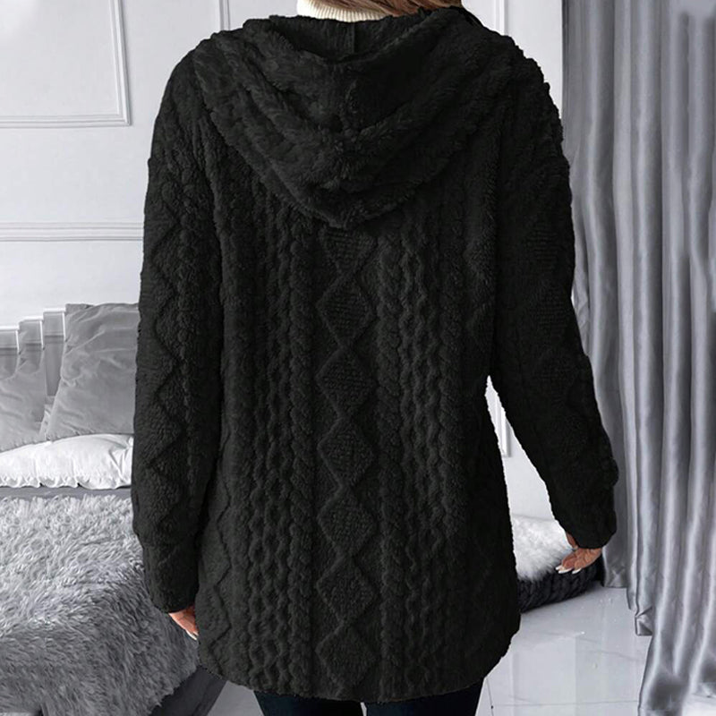 Women's Mid-Length Hooded Quilted Plush Coat