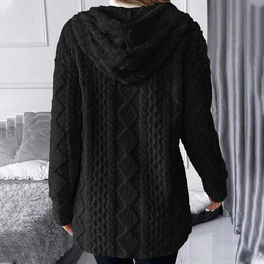 Women's Mid-Length Hooded Quilted Plush Coat