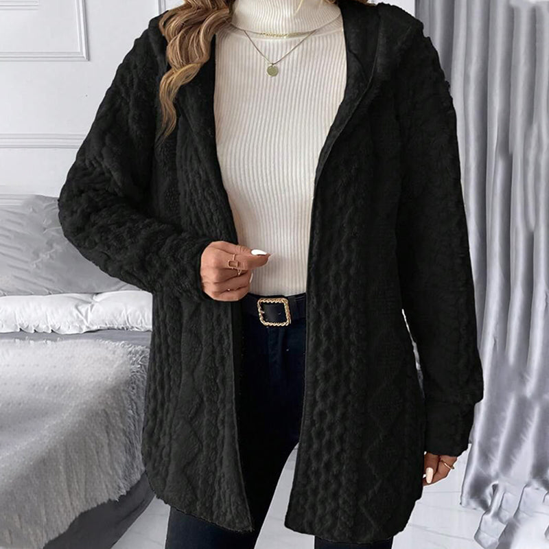 Women's Mid-Length Hooded Quilted Plush Coat