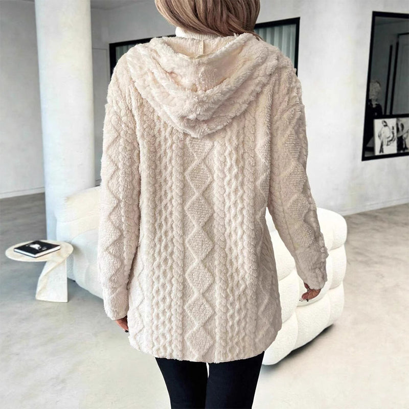 Women's Mid-Length Hooded Quilted Plush Coat