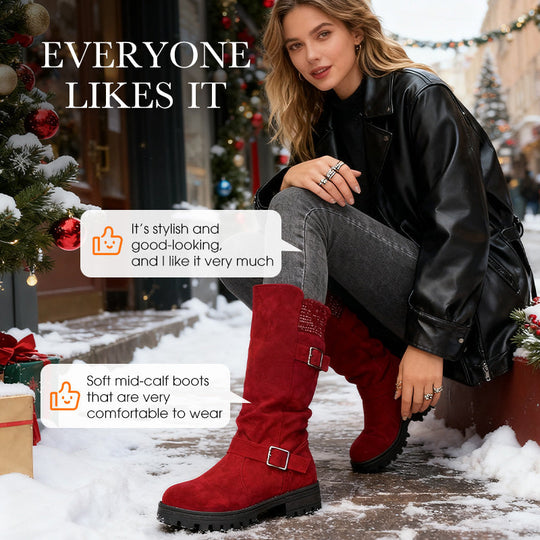 💖Black Friday Mega Deal – 61% off!💖Women's Slouchy Boots, Mid-Calf Length