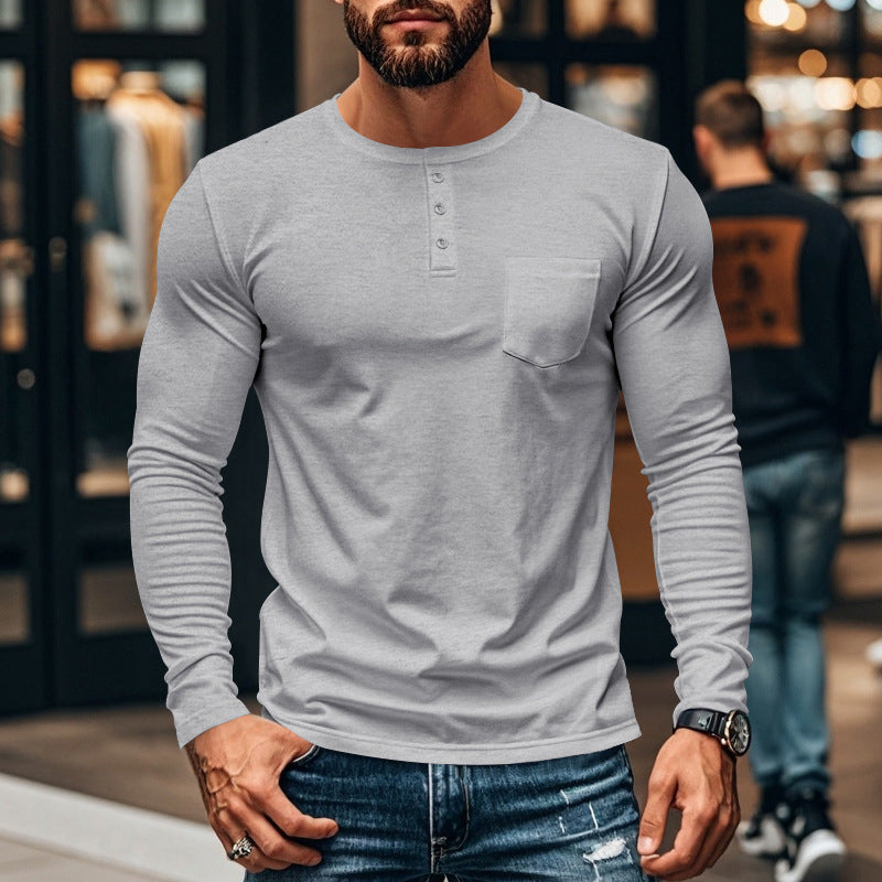 Men’s Slim Fit Henley Long Sleeve T-Shirt
