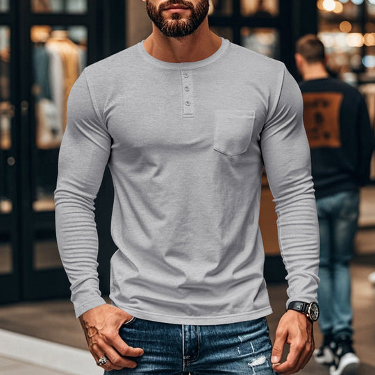 Men’s Slim Fit Henley Long Sleeve T-Shirt