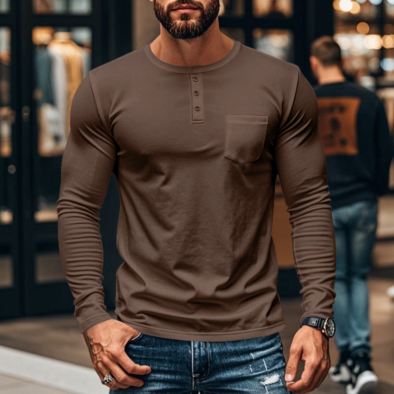 Men’s Slim Fit Henley Long Sleeve T-Shirt