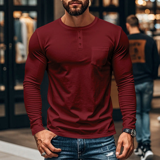 Men’s Slim Fit Henley Long Sleeve T-Shirt