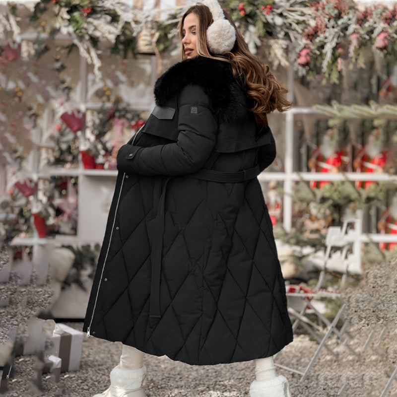 ❄️Warm and slim-fitting Women's Long ☃️Plush-Collar Quilted Puffer Coat🛒