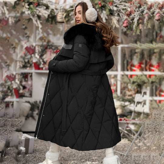 ❄️Warm and slim-fitting Women's Long ☃️Plush-Collar Quilted Puffer Coat🛒
