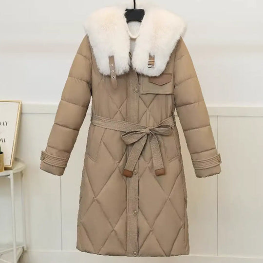 ❄️Warm and slim-fitting Women's Long ☃️Plush-Collar Quilted Puffer Coat🛒