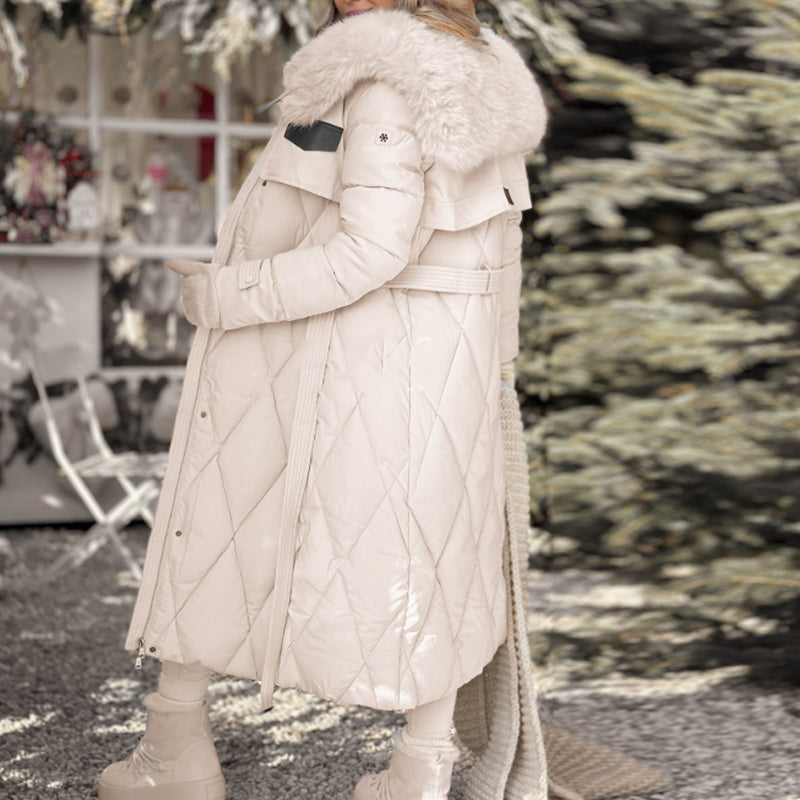 ❄️Warm and slim-fitting Women's Long ☃️Plush-Collar Quilted Puffer Coat🛒