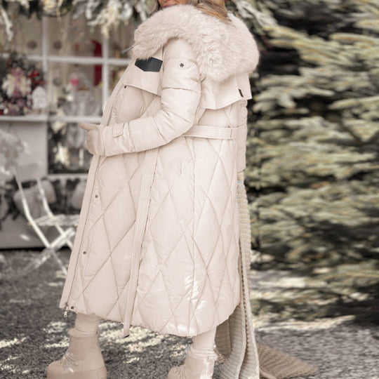 ❄️Warm and slim-fitting Women's Long ☃️Plush-Collar Quilted Puffer Coat🛒