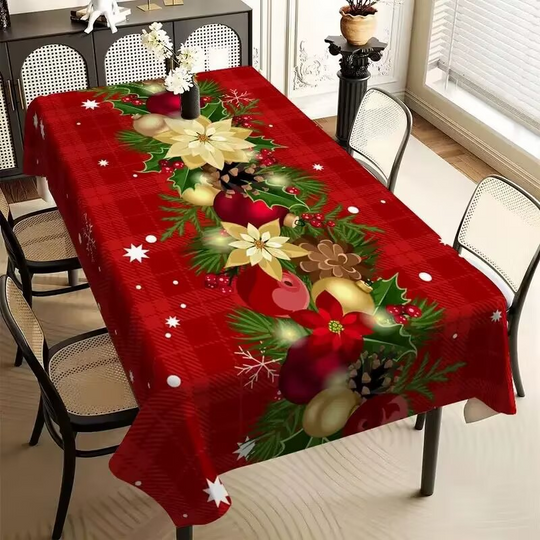 🎄 Kid-Friendly Christmas Tablecloth – Waterproof Rectangular Design, Wipe Clean for Holiday Messes!