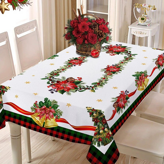 🎄 Kid-Friendly Christmas Tablecloth – Waterproof Rectangular Design, Wipe Clean for Holiday Messes!