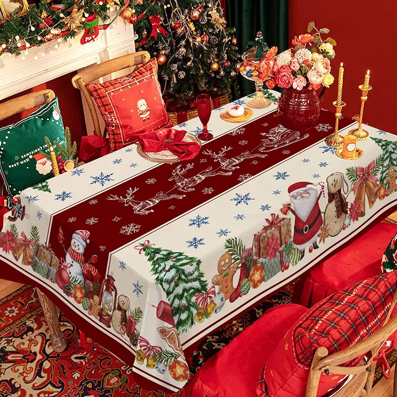 🎄 Kid-Friendly Christmas Tablecloth – Waterproof Rectangular Design, Wipe Clean for Holiday Messes!
