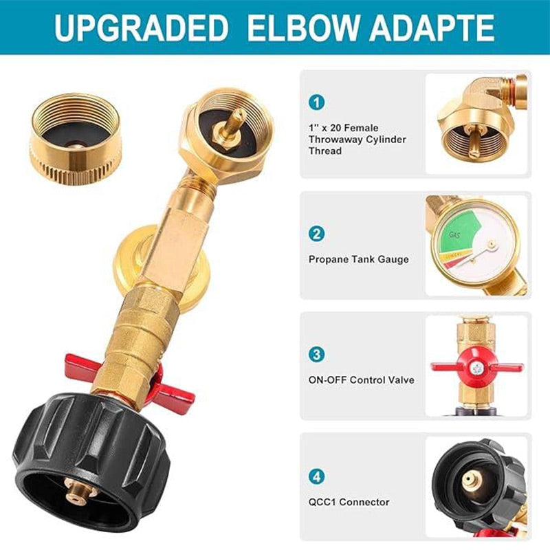 ✅Propane Refill Elbow Adapter with Gauge