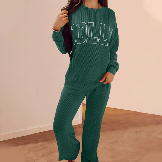 ⏳40% off⏰Festive Stripe 2-Piece Set: Long-Sleeve Top & Drawstring Wide-Leg Pants👚👖