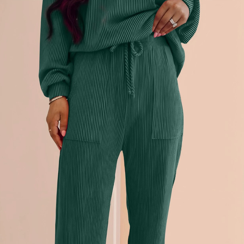 ⏳40% off⏰Festive Stripe 2-Piece Set: Long-Sleeve Top & Drawstring Wide-Leg Pants👚👖