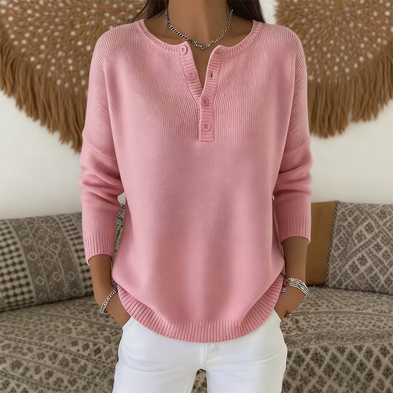 Women's Button V-Neck Knit Sweater