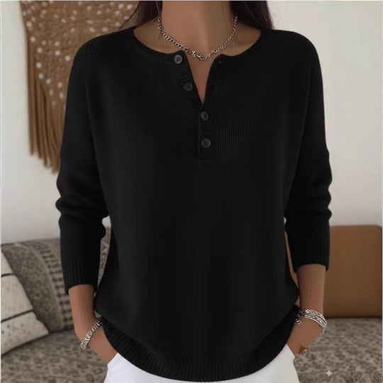 Women's Button V-Neck Knit Sweater